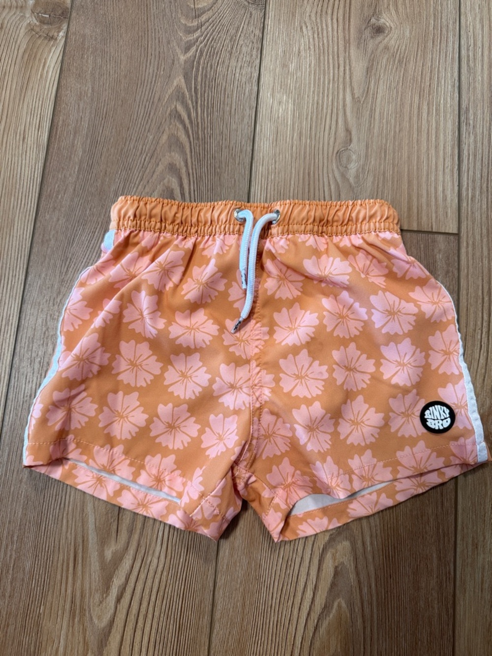 Binky Bro Floral Swim Trunks in Peach